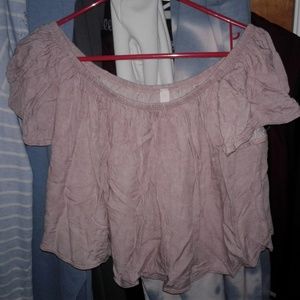 Pink & Gray flowy off the shoulder tops